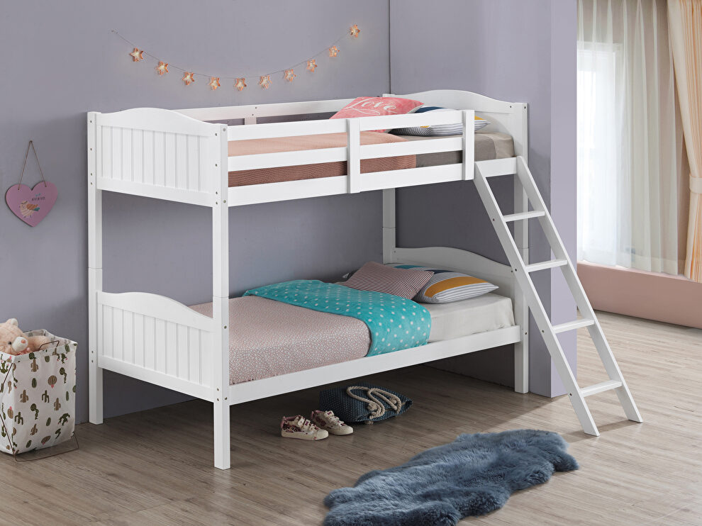 White wood finish twin/twin bunk bed by Coaster