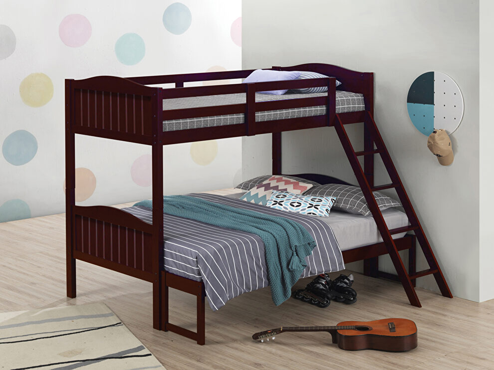 Espresso wood finish twin/full bunk bed by Coaster