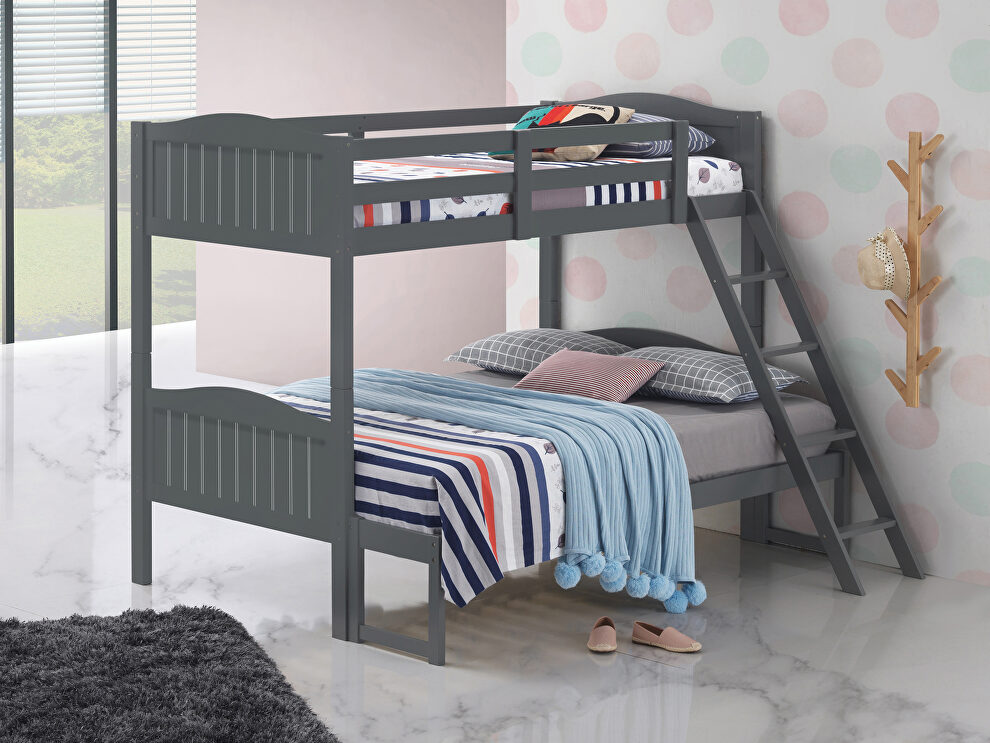 Gray wood finish twin/full bunk bed by Coaster