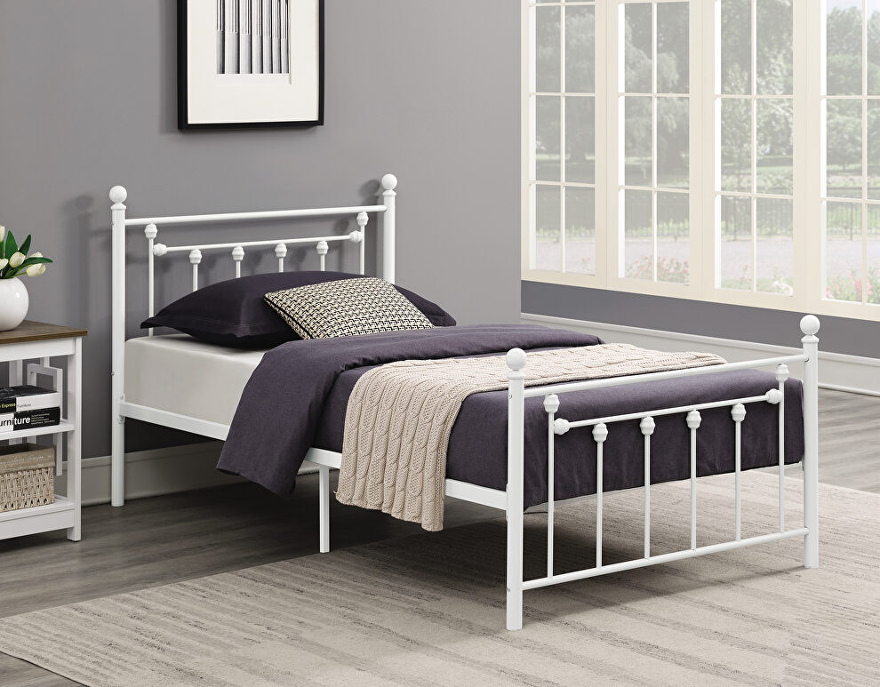 Matte white powder coated finish twin bed by Coaster