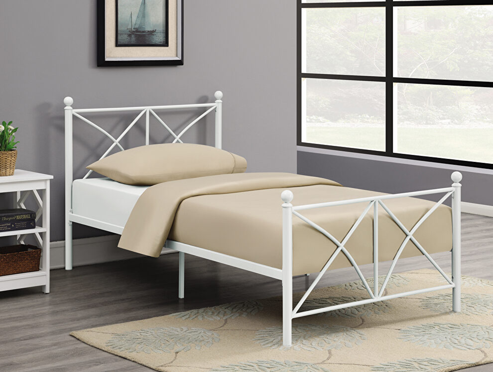 White powder coated finish twin bed by Coaster