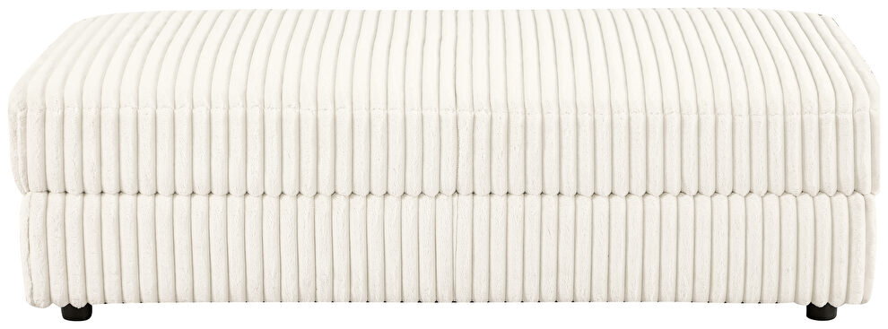 Ivory corduroy fabric storage ottoman by Coaster
