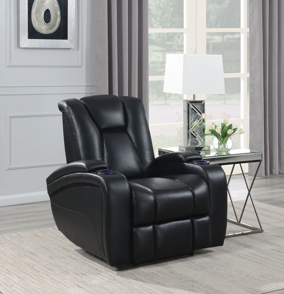 Motion power recliner chair in black by Coaster
