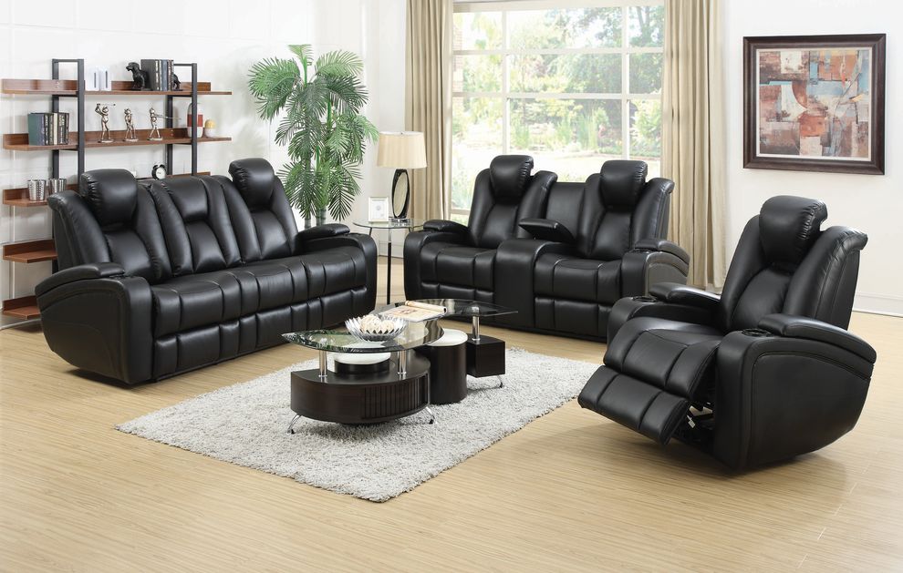 Stylish black power motion recliner sofa w/ led by Coaster