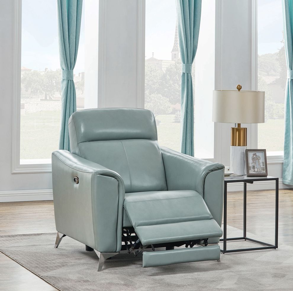 Power recliner chair in seafoam by Coaster