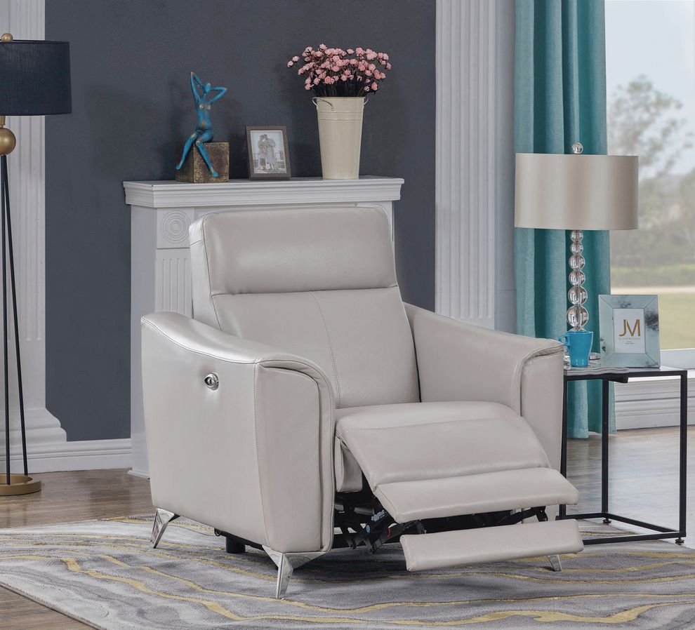 Power recliner chair in gray leather / pvc by Coaster