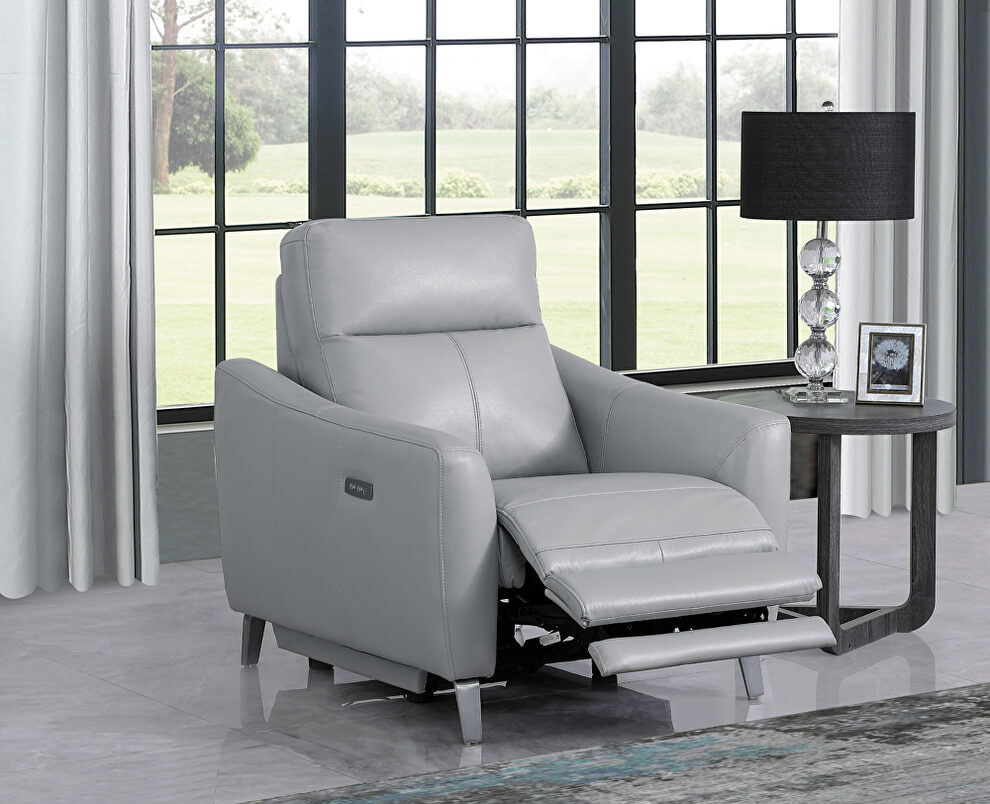 Light gray performance leatherette upholstery power recliner chair by Coaster