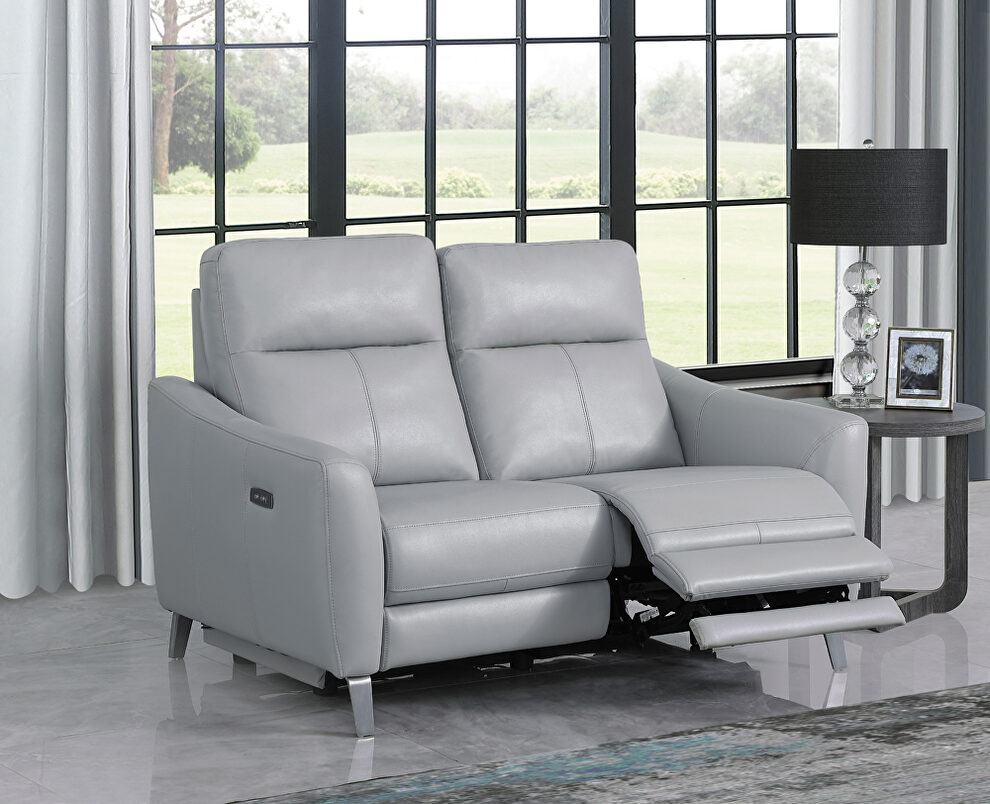 Light gray performance leatherette upholstery power loveseat by Coaster