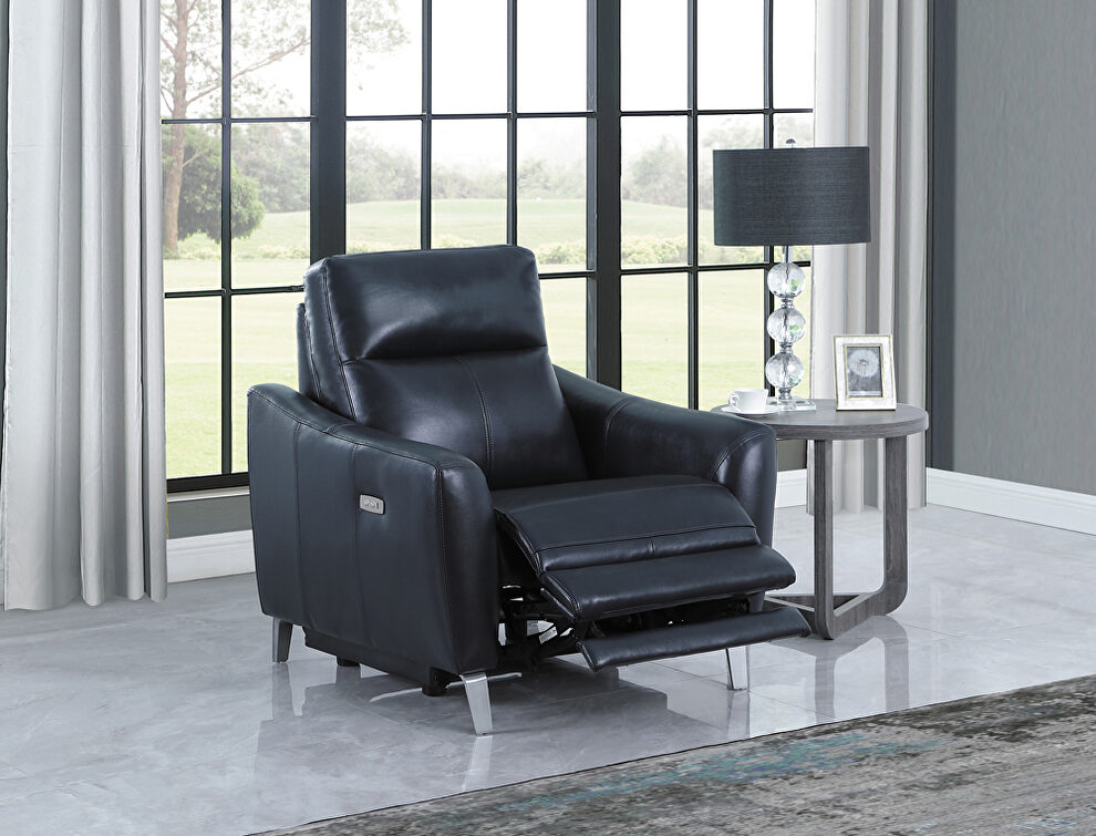 Blue finish performance leatherette upholstery power recliner chair by Coaster