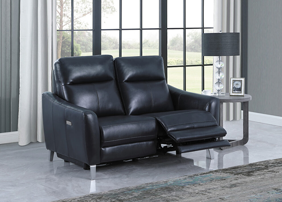 Blue finish performance leatherette upholstery power loveseat by Coaster