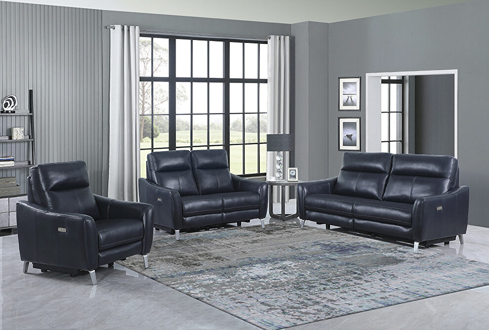 Blue finish performance leatherette upholstery power sofa by Coaster