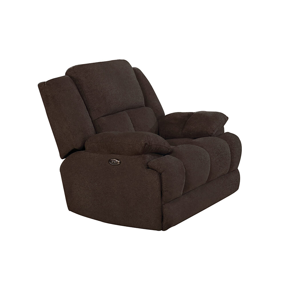 Power glider recliner upholstered in brown performance fabric by Coaster