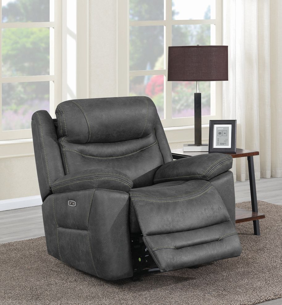 Power2 glider recliner chair in faux suede by Coaster