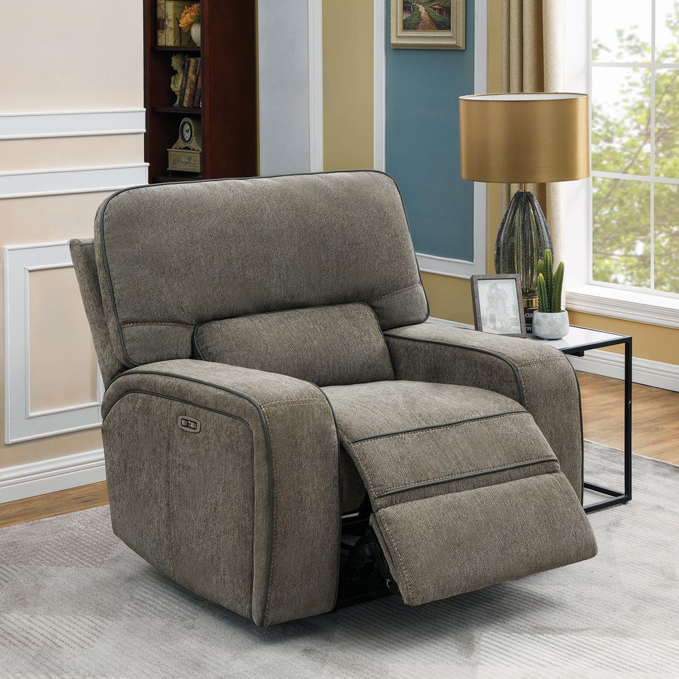 Power2 recliner beige chenille fabric by Coaster