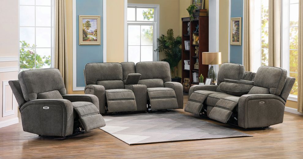 Power2 sofa in beige performance chenille fabric by Coaster