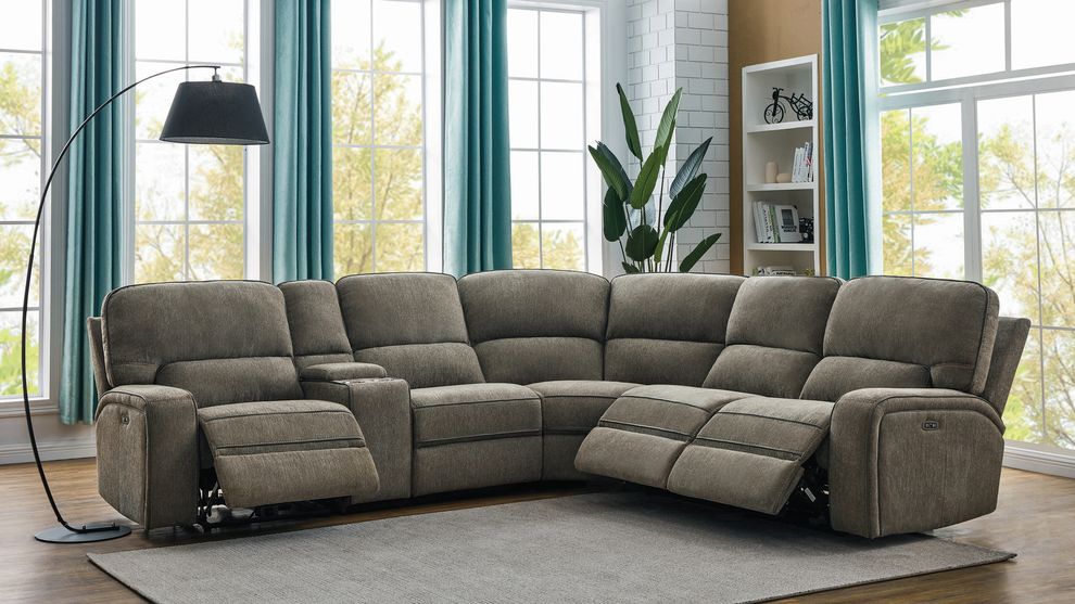 6 pc power2 sectional in chenille performance fabric by Coaster