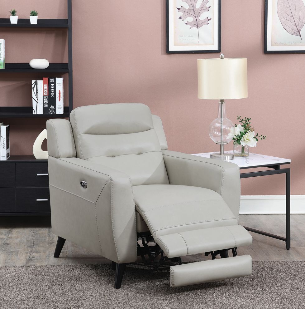 Power recliner in beige leather / pvc by Coaster