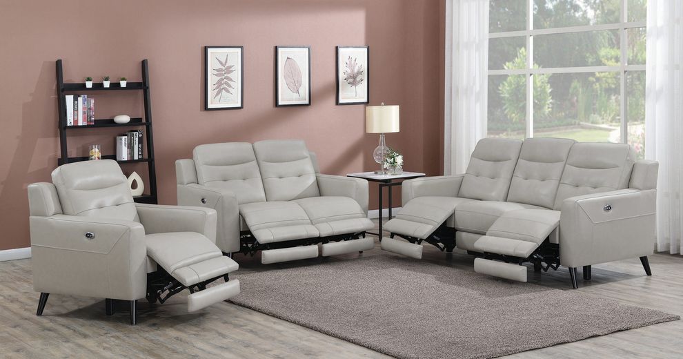 Power sofa in beige leather / pvc by Coaster