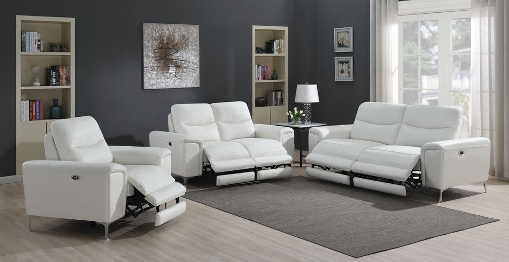 Power sofa in white leather / pvc by Coaster
