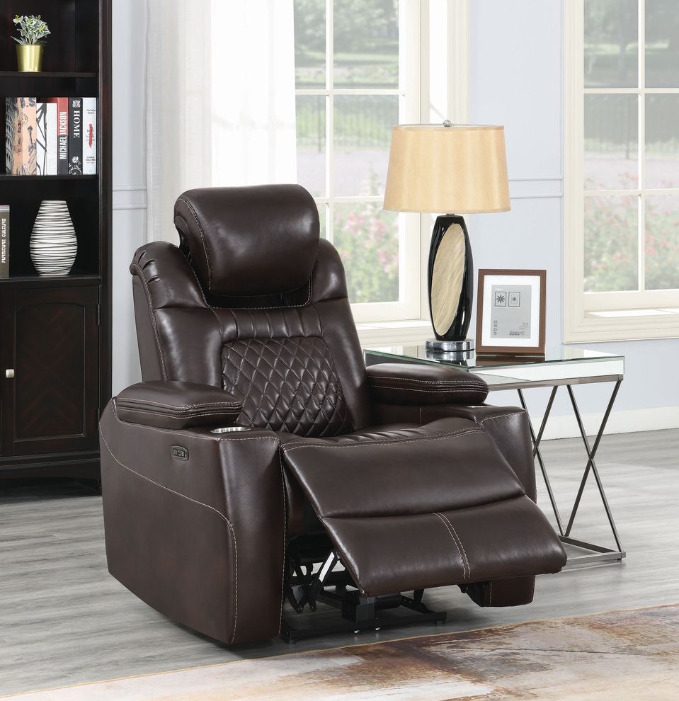 Power2 recliner in espresso top grain leather by Coaster