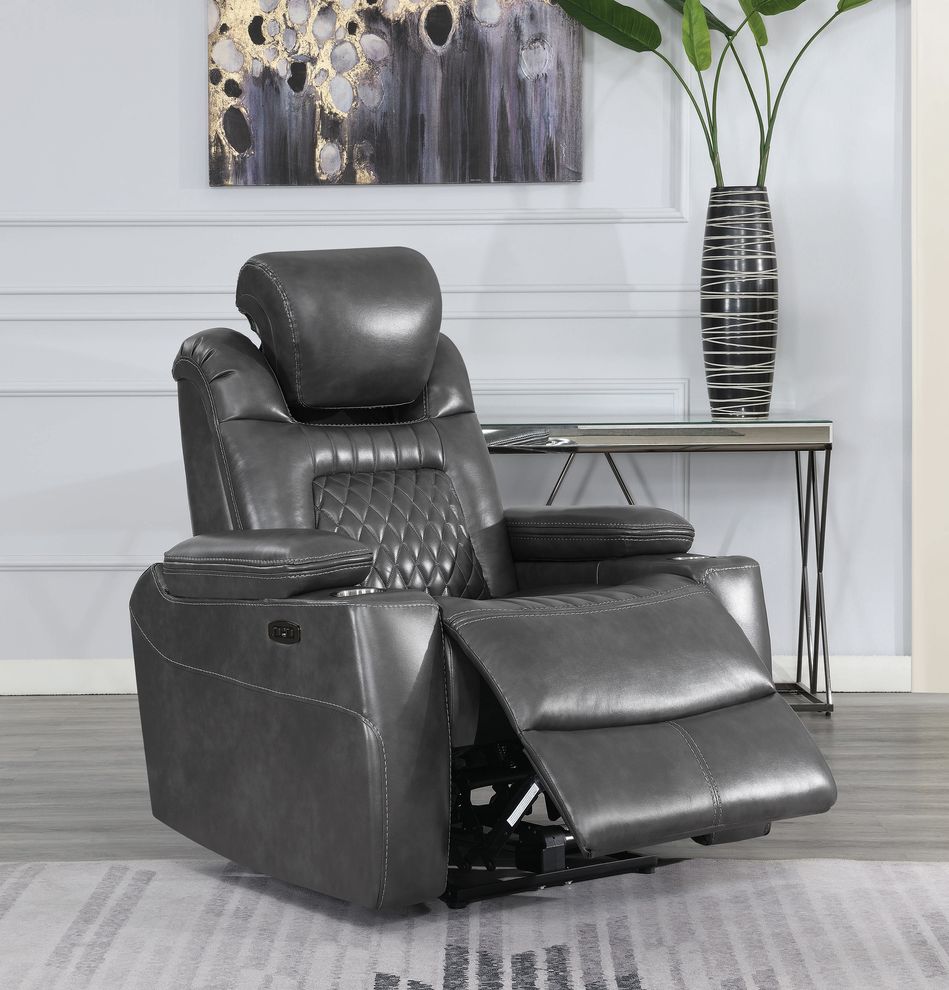 Power2 recliner charcoal gray recliner chair by Coaster