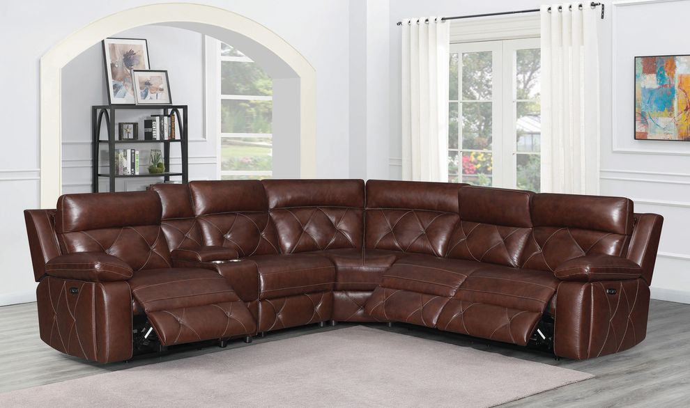 6 pc power2 sectional in chocolate leather / pvc by Coaster