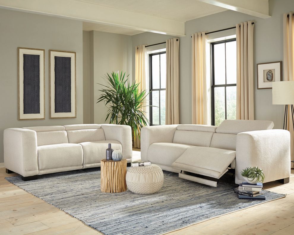 Power2 sofa in beige performance chenille fabric by Coaster