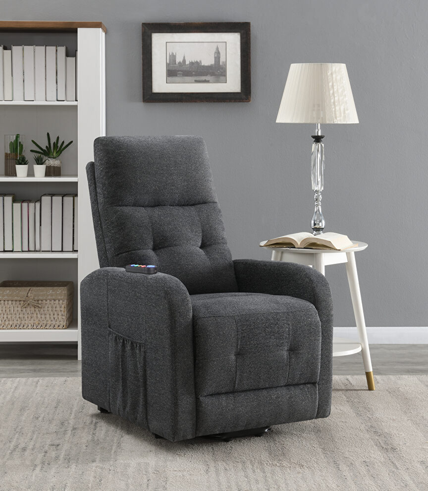 Power lift massage chair in gray by Coaster