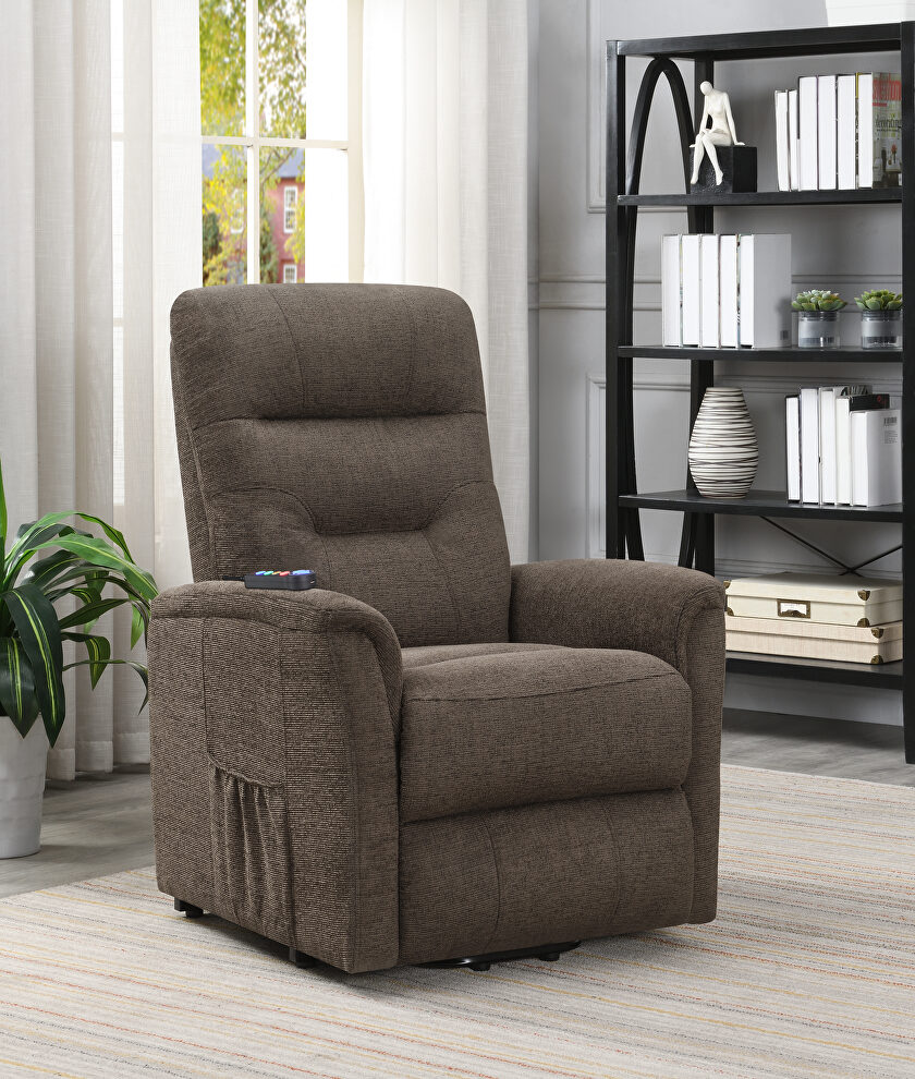 Power lift massage chair in brown by Coaster