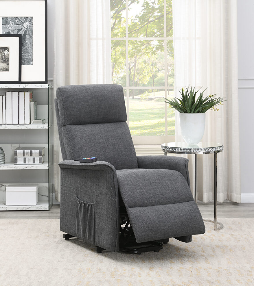 Power lift massage chair in charcoal by Coaster