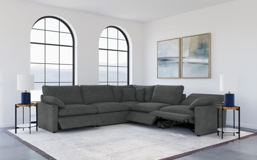 Modular style power recliner sectional in dark gray fabric by Coaster