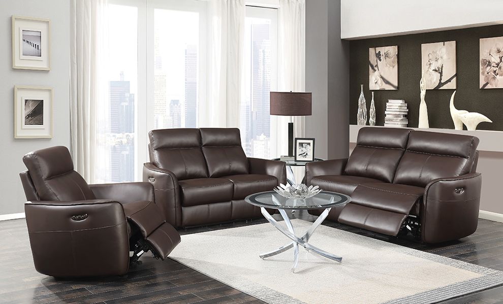 Casual dark brown power sofa by Coaster