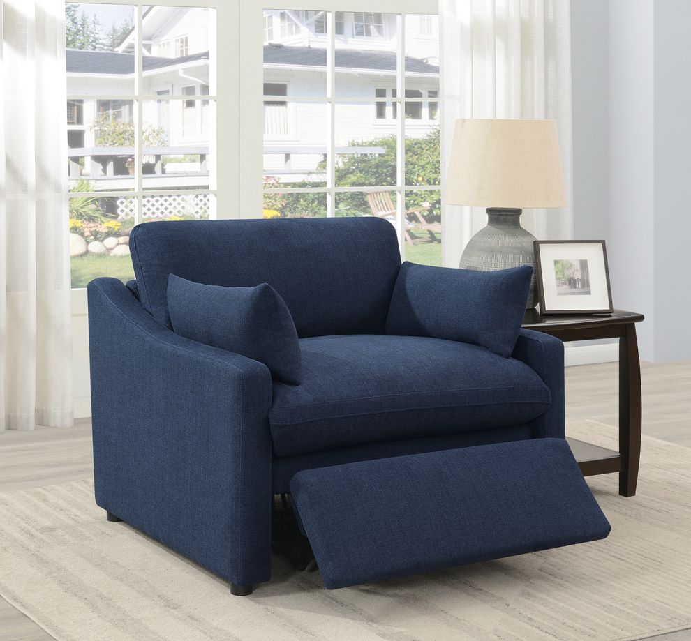 Power recliner chair in navy blue by Coaster