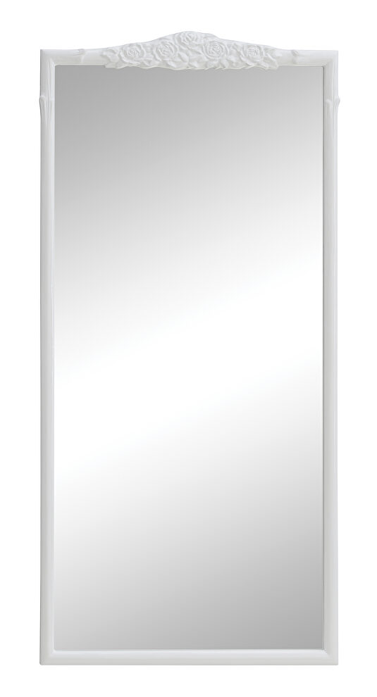 Glossy white full length mirror by Coaster