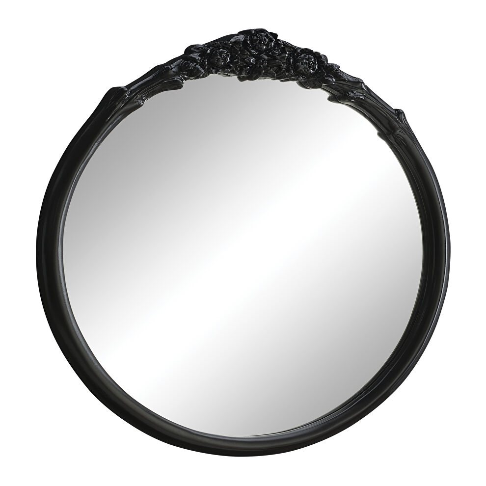 Glossy black round mirror by Coaster