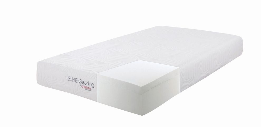 Key white 10-inch twin xl memory foam mattress by Coaster