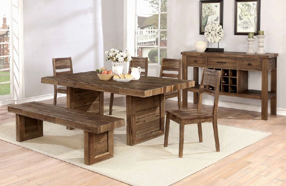 Rustic varied natural dining table by Coaster