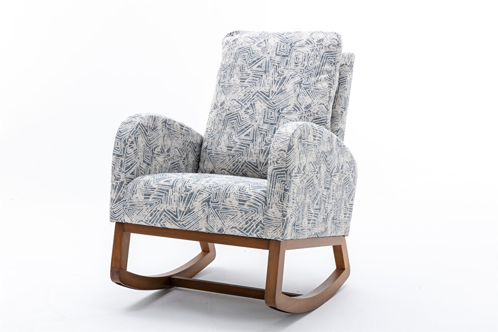 Geometry blue teddy fabric comfortable rocking chair by La Spezia