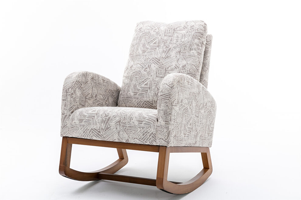 Geometry gray teddy fabric comfortable rocking chair by La Spezia