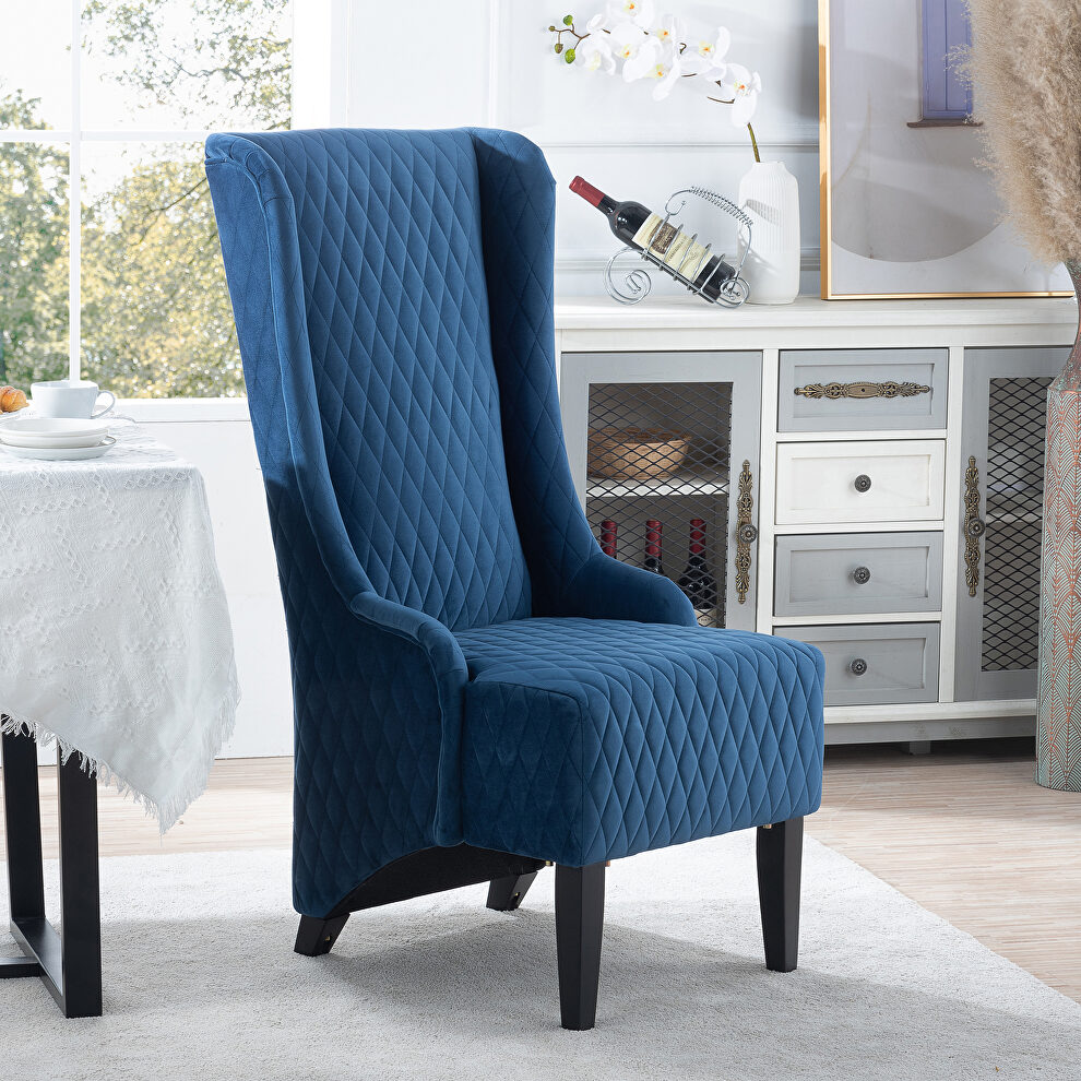 Blue fabric wide wing back chair by La Spezia