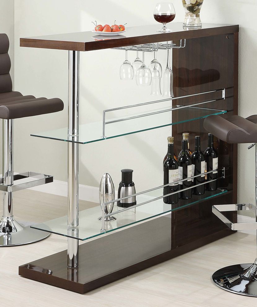 Two-shelf contemporary cappuccino bar unit by Coaster