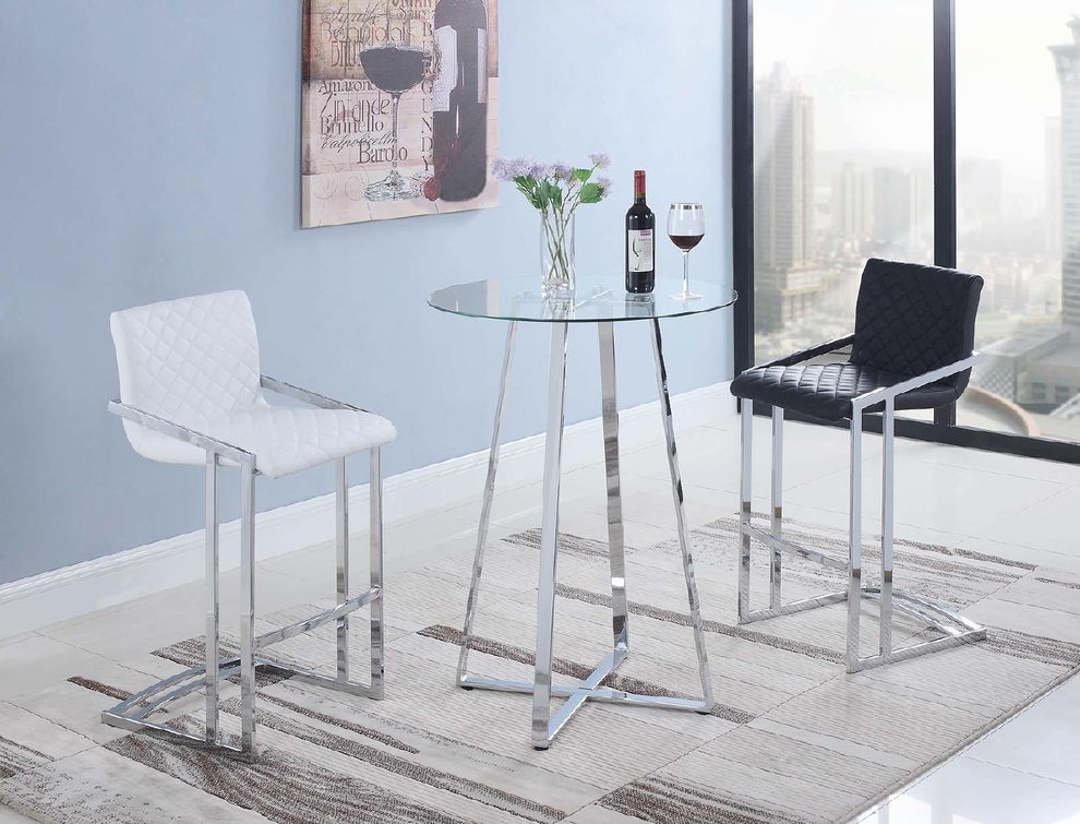 Contemporary chrome and glass bar table by Coaster