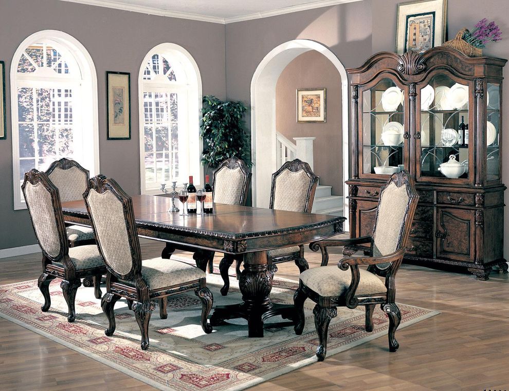 European traditional dining table in dark brown by Coaster