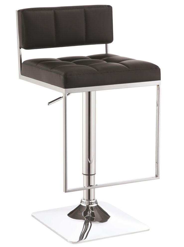 Adjustable swivel square bar stool in black by Coaster