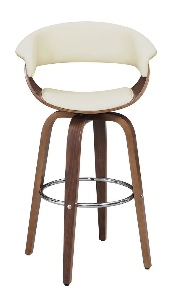 Contemporary walnut and cream bar stool by Coaster