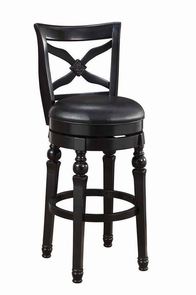 Traditional black swivel bar stool by Coaster