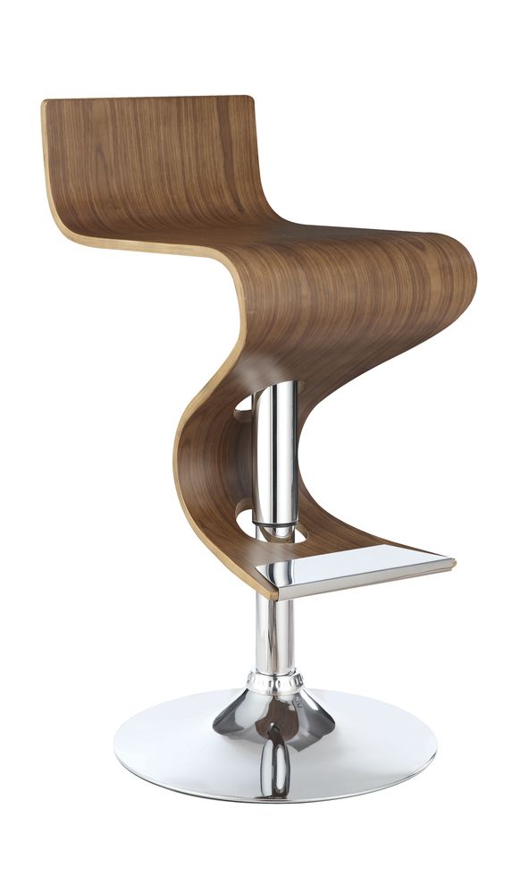Contemporary walnut adjustable bar stool by Coaster