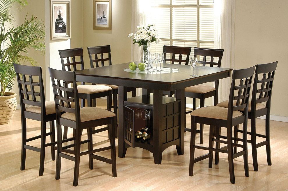 Square large counter height dining table w lazy susan by Coaster