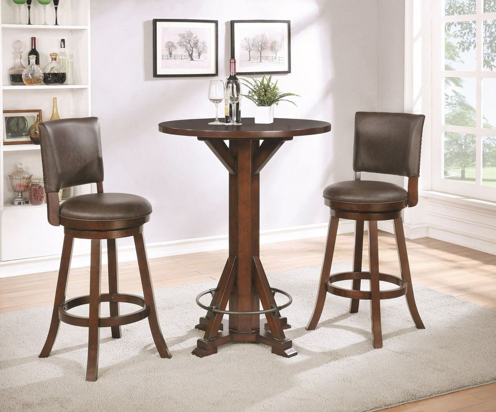 Round rustic style steel/wood bar table by Coaster
