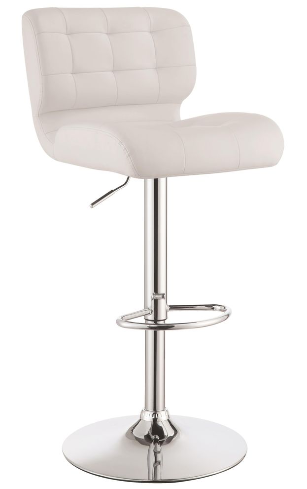 Pair of white bar stools w/ adjustable height by Coaster